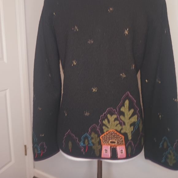 Northern Isles Holiday 2005 Wool Cardigan with Felt and Embroidery Details - Picture 3 of 5